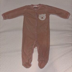 Unbranded Kids Mauve Bear Footed One-Piece